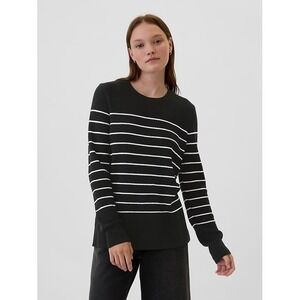 Gap Sweater Women's Small Black‎ White Stripe Textured Crewneck Cotton Blend